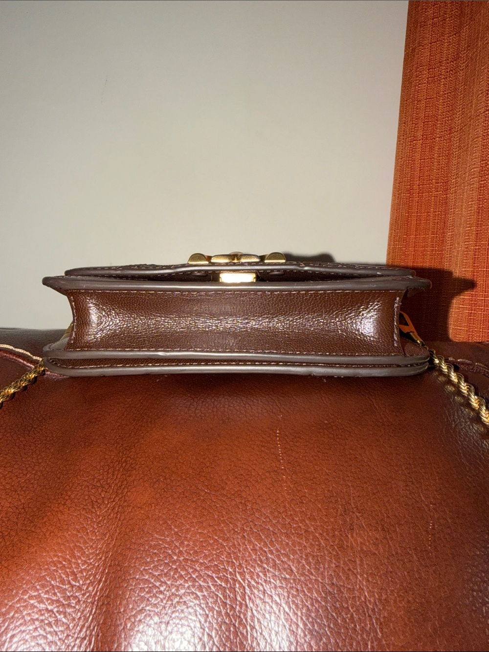 ‼️Tory Burch Eleanor Diamond Quilt Brown Leather Crossbody Bag - Picture 7 of 12